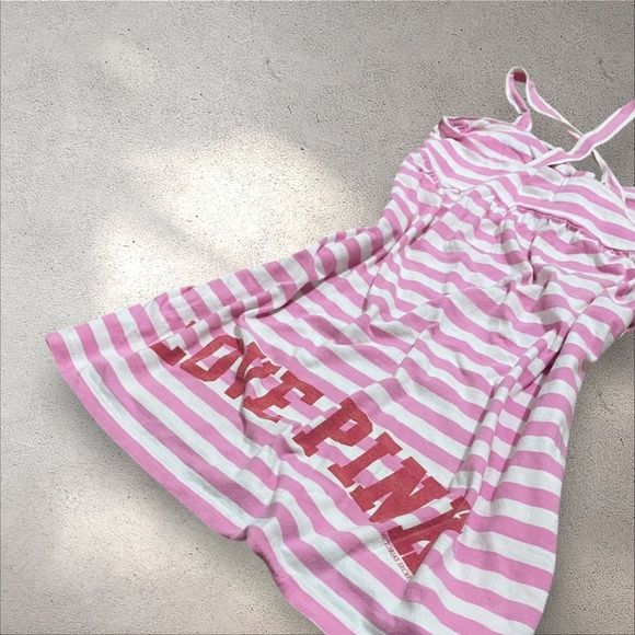Early 2000s VS PINK Pink & White Striped "Love Pink" Babydoll Dress - Picture 3 of 10